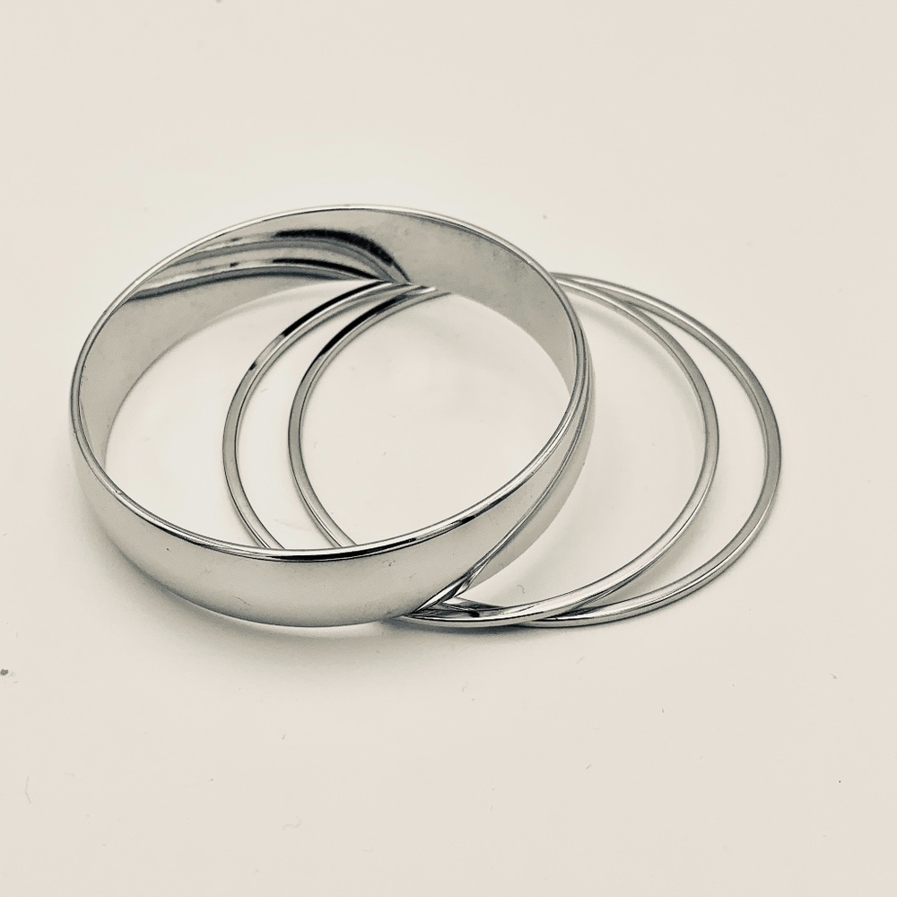 Monet Silver Plated Bangle Bracelets - image 6